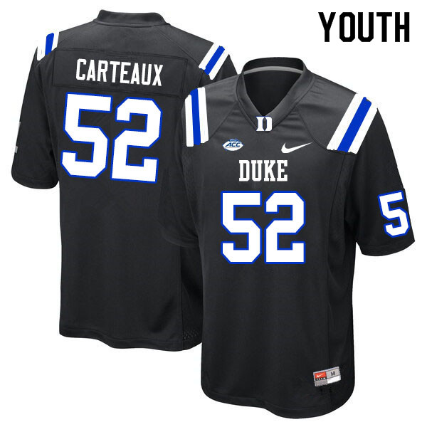 Youth #52 Cole Carteaux Duke Blue Devils College Football Jerseys Sale-Black